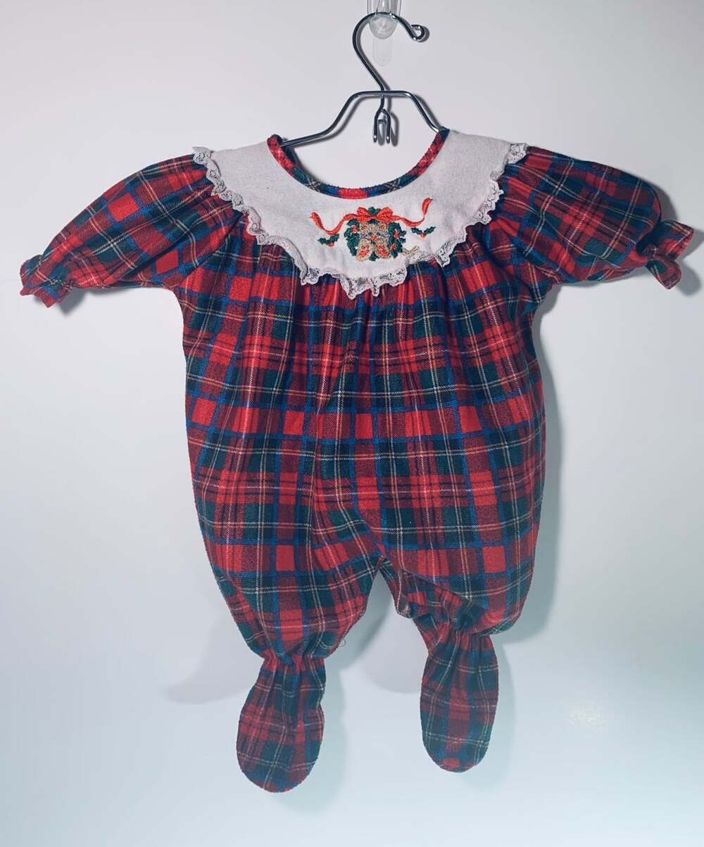 Vintage Little Me Christmas Flannel One Piece outfit baby
